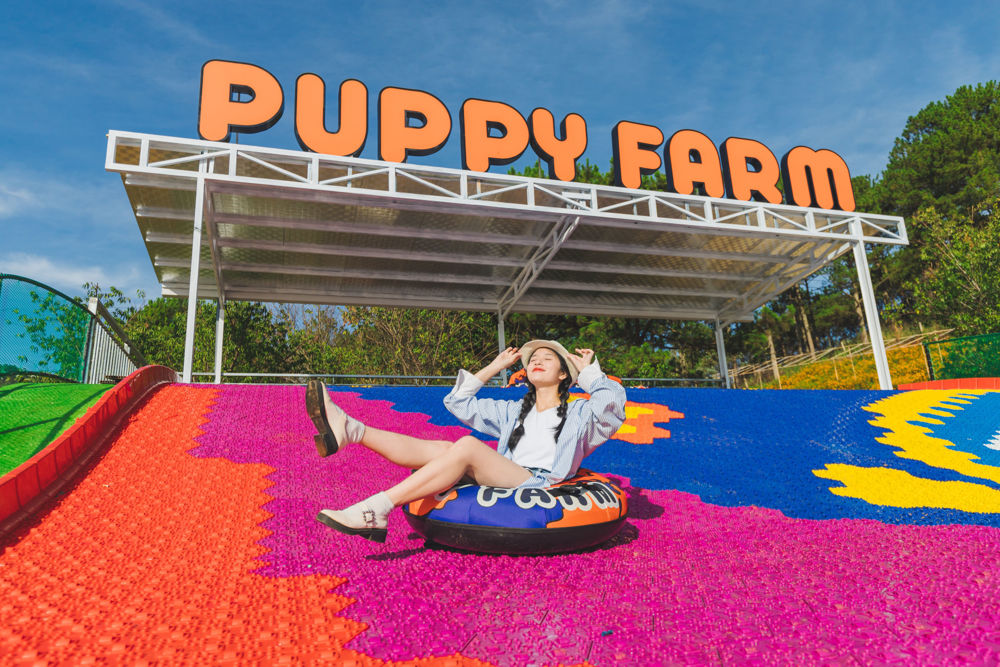 Đường trượt phao tại Nông Trại Cún Đà Lạt